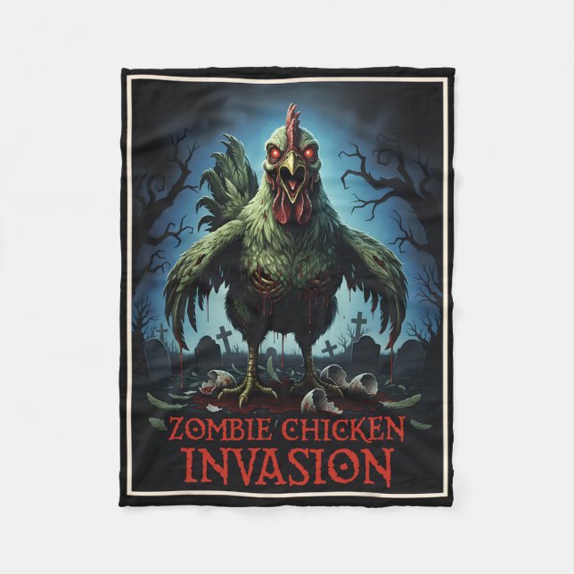 Zombie Kycklinginvasion Odöda Gård Horror  Fleecefilt (Framsidan)