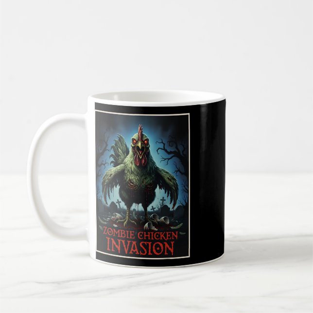 Zombie Kycklinginvasion Odöda Gård Horror  Kaffemugg (Vänster)