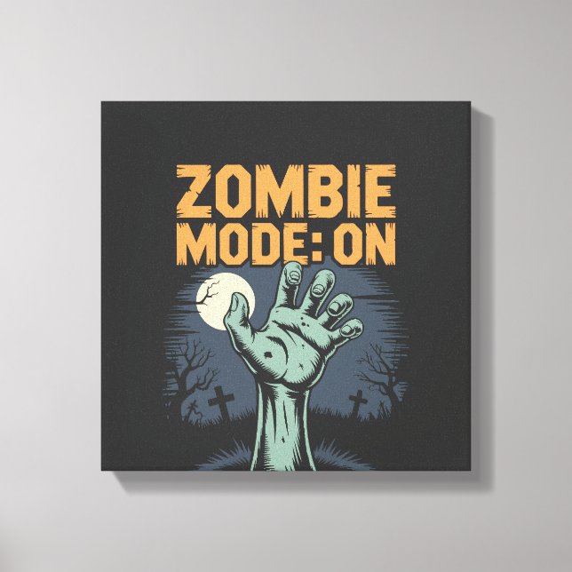Zombie-läge Påskräcklig Halloween T-shirt Canvastryck (Framsida)