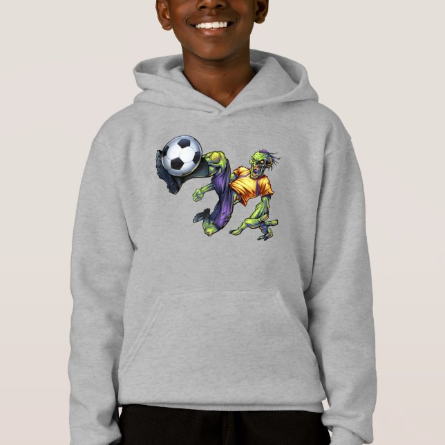 Zombie läskig Halloween fotbollsspelare pojke T Shirt (Framsida)