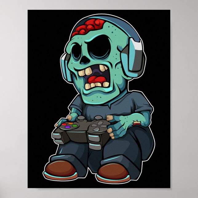 Zombie Lazy Halloween Costume Funny Gaming Video-g Poster (Framsidan)