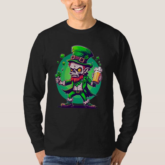 Zombie Leprechaun Irish St Paddy's Beer  3 T Shirt (Framsida)