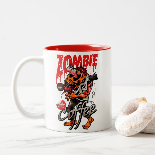 Zombie-liknande kaffe Två-Tonad mugg (Med munk)