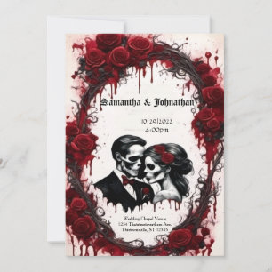 Zombie lite Döskallar och Ro Goth Bröllop Inbjudningar