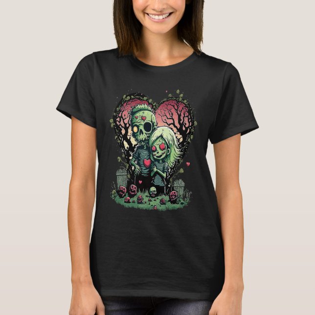 Zombie Love Valentine Horror Monster Halloween Got T Shirt (Framsida)