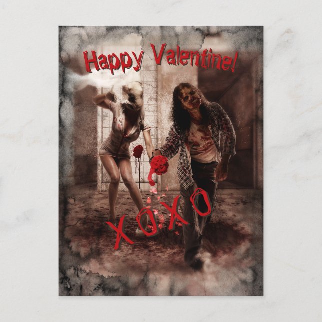 Zombie Lycklig Valentine Hälsning Vykort (Framsida)