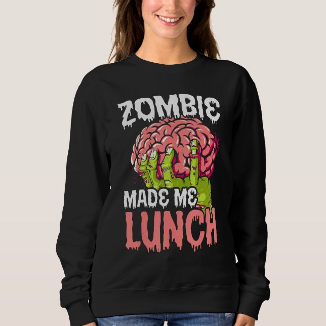 Zombie Made Me Lunch Halloween Bus eller godis Zom T Shirt (Framsida)
