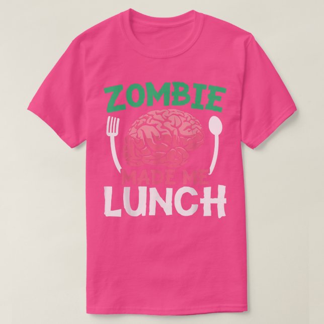 Zombie Made Me Lunch Halloween Bus eller godis Zom T Shirt (Design framsida)