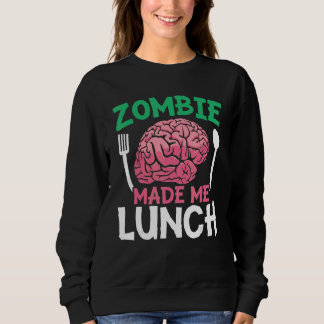 Zombie Made Me Lunch Halloween Bus eller godis Zom T Shirt