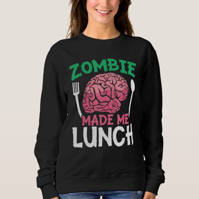 Zombie Made Me Lunch Halloween Bus eller godis Zom T Shirt (Framsida)