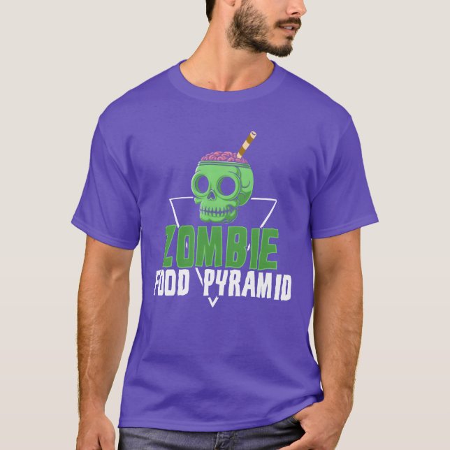 Zombie matpyramid balanserad kost vintage t shirt (Framsida)