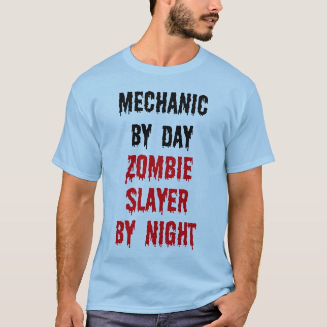 Zombie Mechanic Joke T Shirt (Framsida)