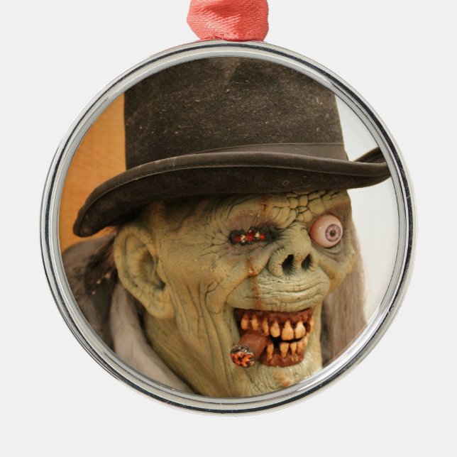 Zombie med Cigar och Top hat Julgransprydnad Metall (Framsidan)