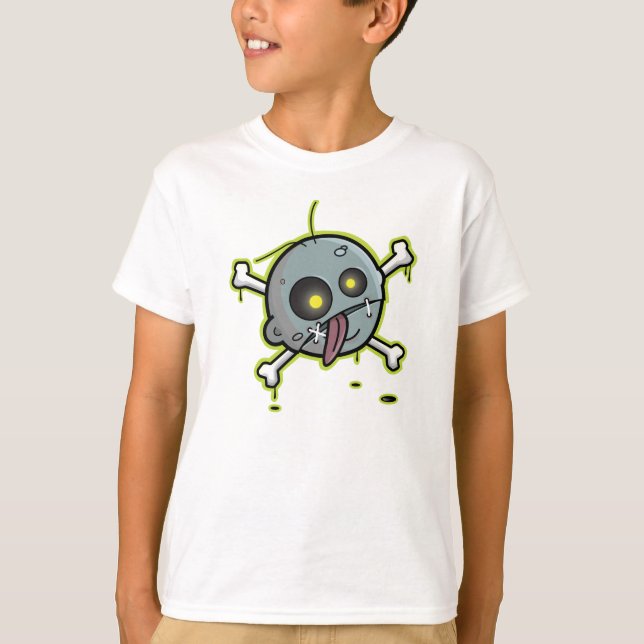 Zombie med Crossbone Kids Blue Ringer T-Shirt (Framsida)