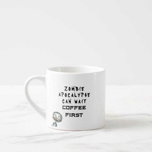 Zombie, men kaffe Första White Halloween Espressomugg (Vänster)