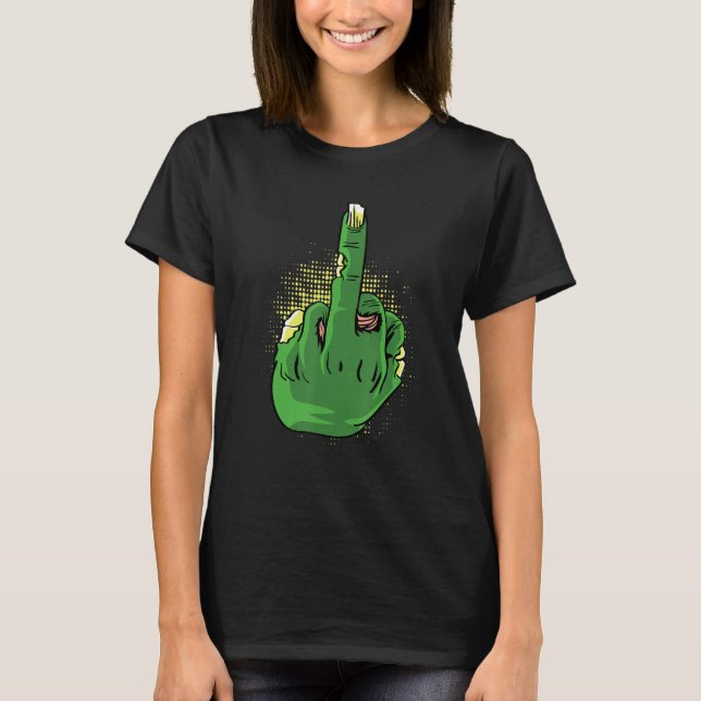 Zombie Middlefinger Brave Person T Shirt (Framsida)