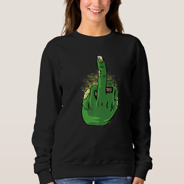 Zombie Middlefinger Modig Person   T Shirt (Framsida)