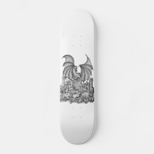 Zombie mit Drache Bleistiftzeichnung Mini Skateboard Bräda 18,5 Cm