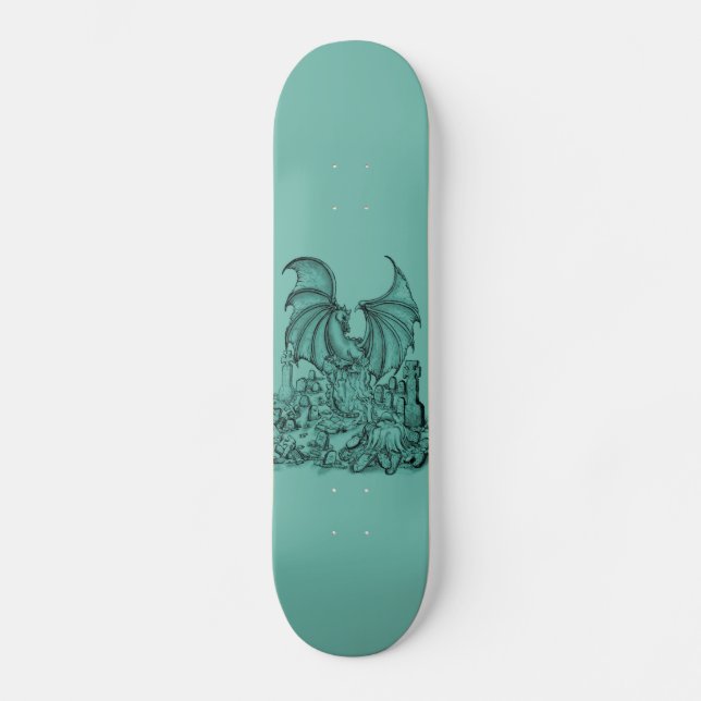 Zombie mit Drache Old School Skateboard Bräda 18 Cm (Framsida)