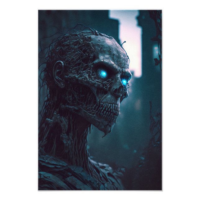 Zombie mit glühenden Augen Design Fototryck (Framsidan)