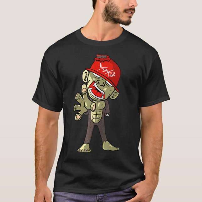 Zombie Monkey Horror Scary Halloween T Shirt (Framsida)