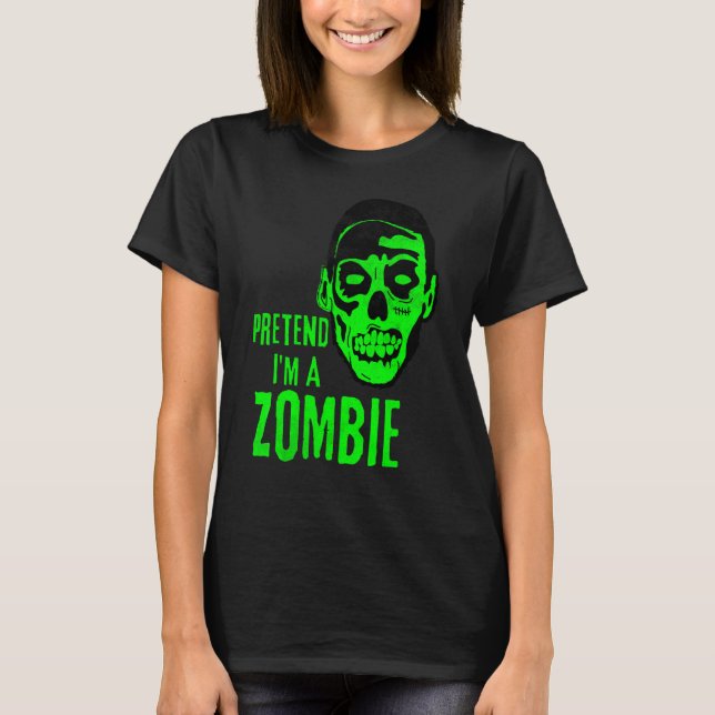 Zombie Monster Ansikte Skräck Halloween T Shirt (Framsida)
