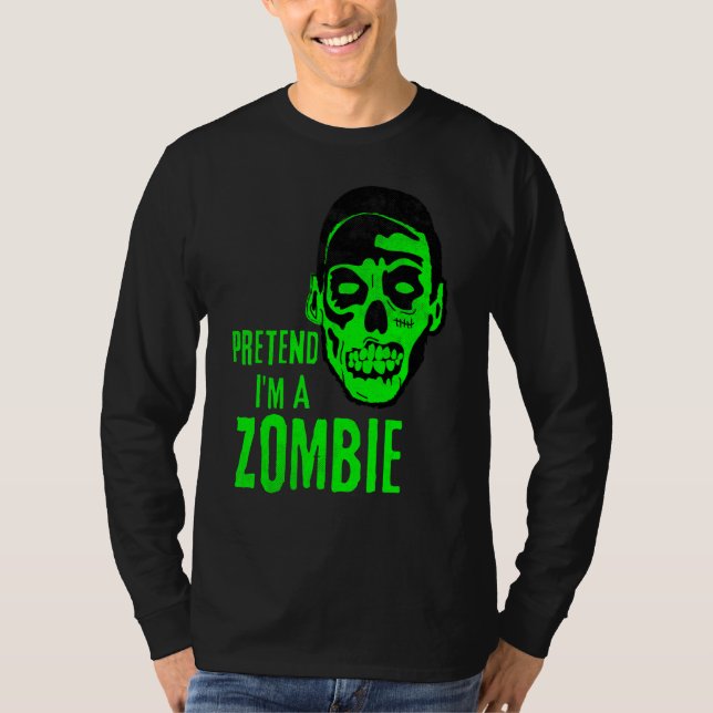 Zombie Monster Ansikte Skräck Halloween T Shirt (Framsida)