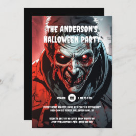 Zombie monster halloween födelsedagsfest vuxnor inbjudningar