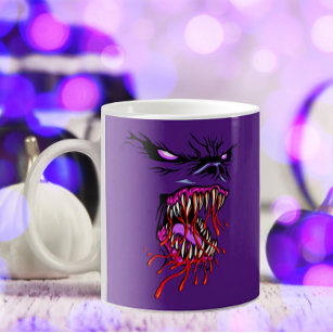 Zombie monster med stora tänder och läskigt utseen kaffemugg