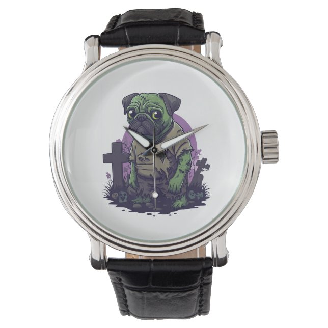 Zombie Mops � Odödlig Rolig Halloween Hund Armbandsur (Framsida)