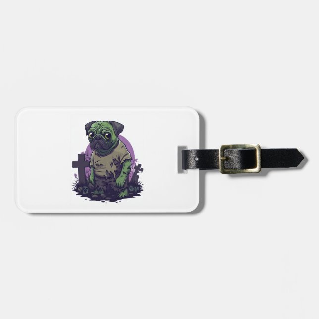Zombie Mops � Odödlig Rolig Halloween Hund Bagagebricka (Horisontell Framsida)