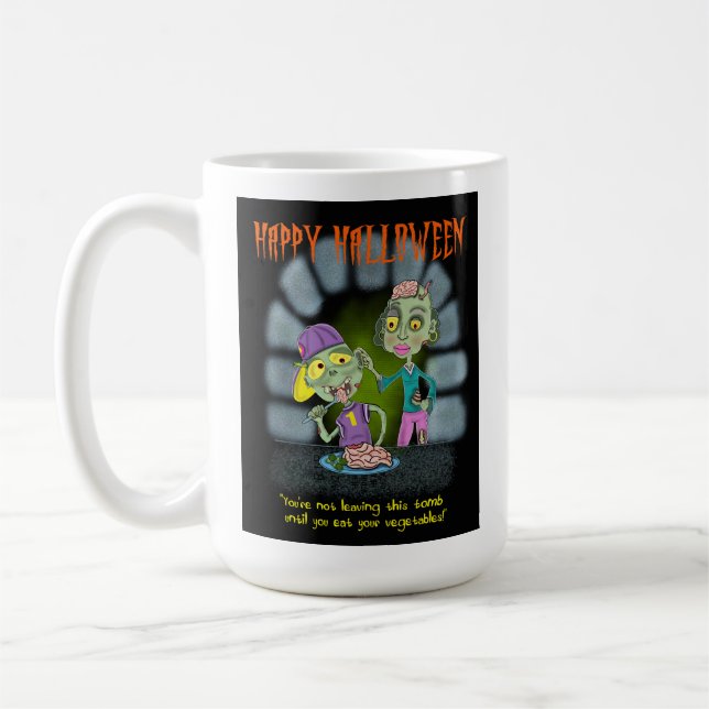 Zombie Mor och Son Halloween Card Kaffemugg (Vänster)