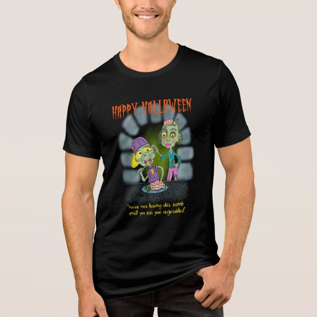 Zombie Mor och Son Halloween T Shirt (Framsida)