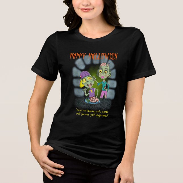 Zombie Mor och Son Halloween T Shirt (Framsida)