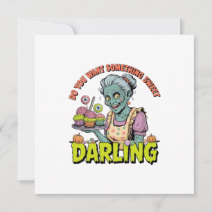Zombie Mormor – Söt Halloween Darling Julkort