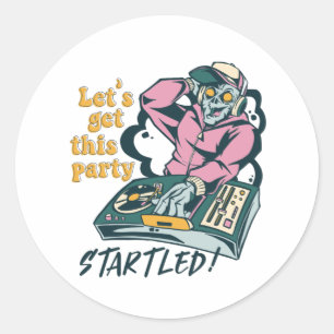 Zombie Music DJ Retro Halloween fest Runt Klistermärke