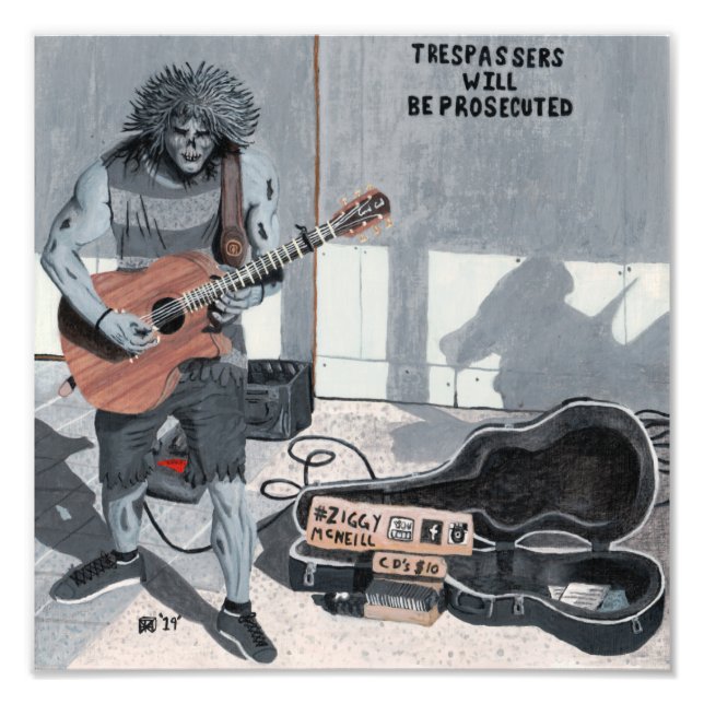 Zombie Musician Metall Music Fantasy Photo Print Fototryck (Framsidan)