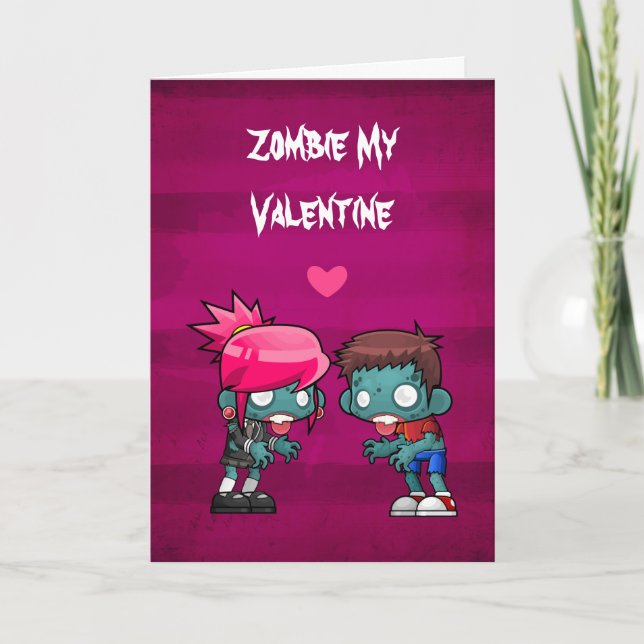 Zombie My Valentine Creepy Cute Helgkort (Framsida)