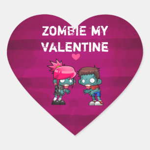 Zombie My Valentine Creepy Cute Hjärtformat Klistermärke