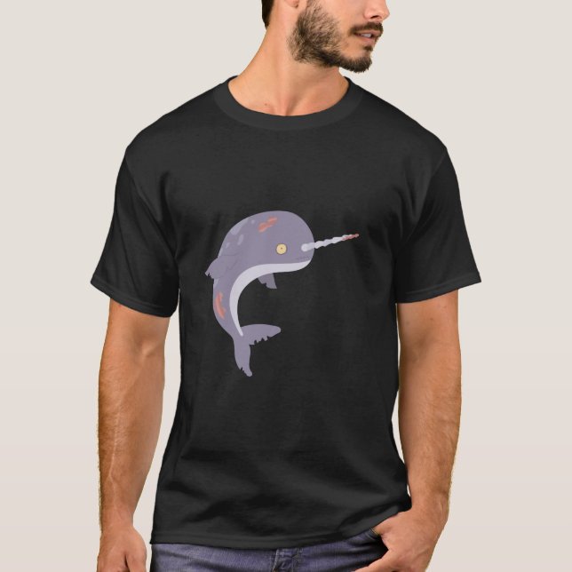 Zombie Narwhal Funny Halloween Costume T Shirt (Framsida)