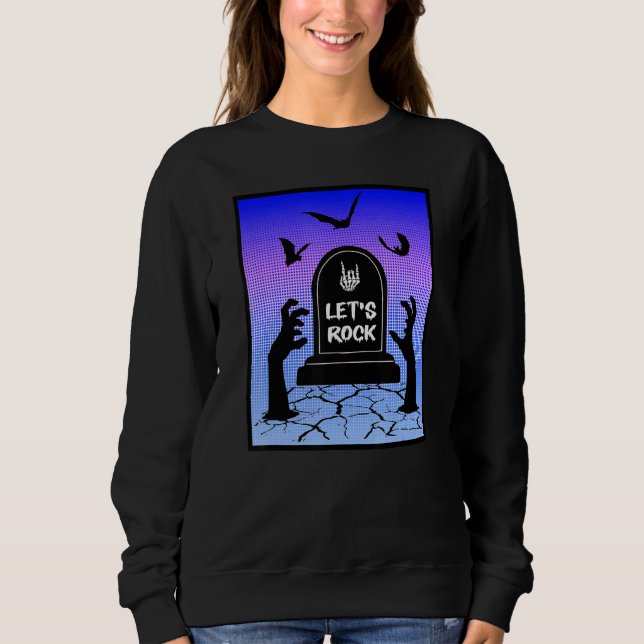 Zombie Needs To Rock Halloween Undead Design T Shirt (Framsida)