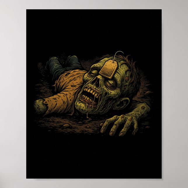 Zombie Npc Teag - Rolig Tea G Gamer Meme Halloween Poster (Framsidan)