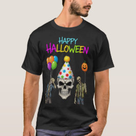 Zombie och Skull Halloween fest T Shirt