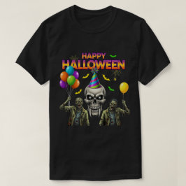 Zombie och Skull Happy halloween Party T Shirt