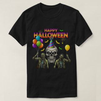 Zombie och Skull Happy halloween Party T Shirt