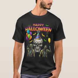 Zombie och Skull Happy halloween Party T Shirt
