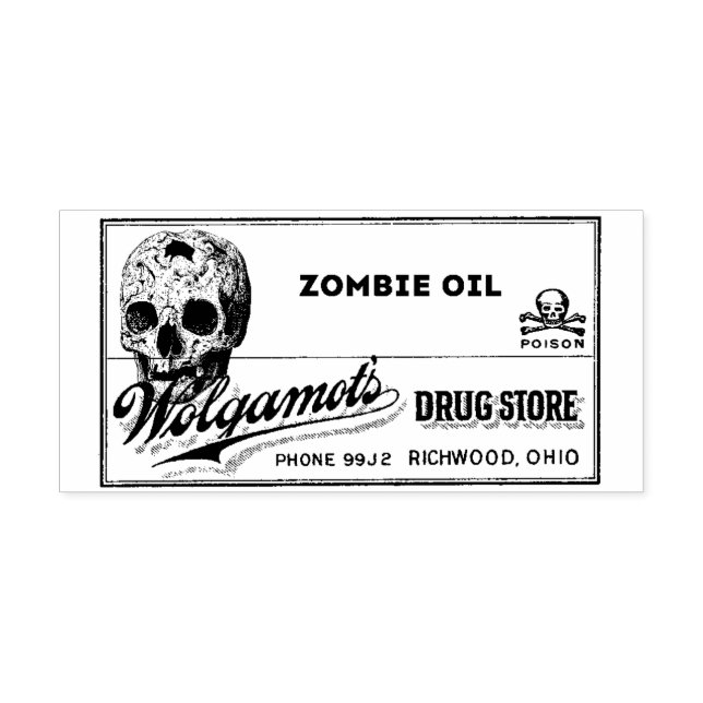 ZoMBiE OiL - Vintagens etikett Stämpel (Tryck)