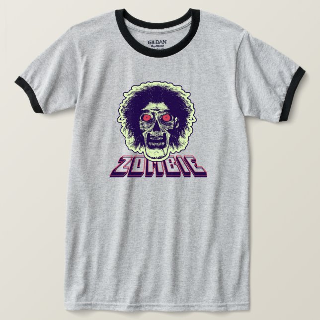 ZOMBIE Orange Öga Grönt Hair T Shirt (Design framsida)