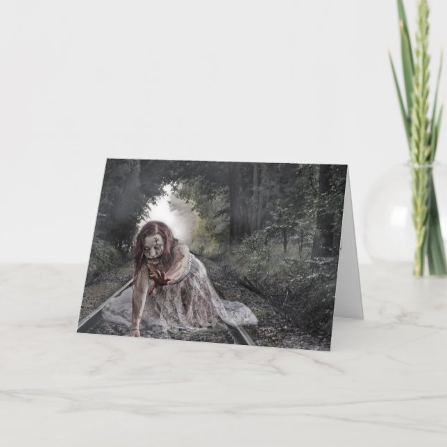 Zombie på kortet Tracks Halloween Kort (Framsida)