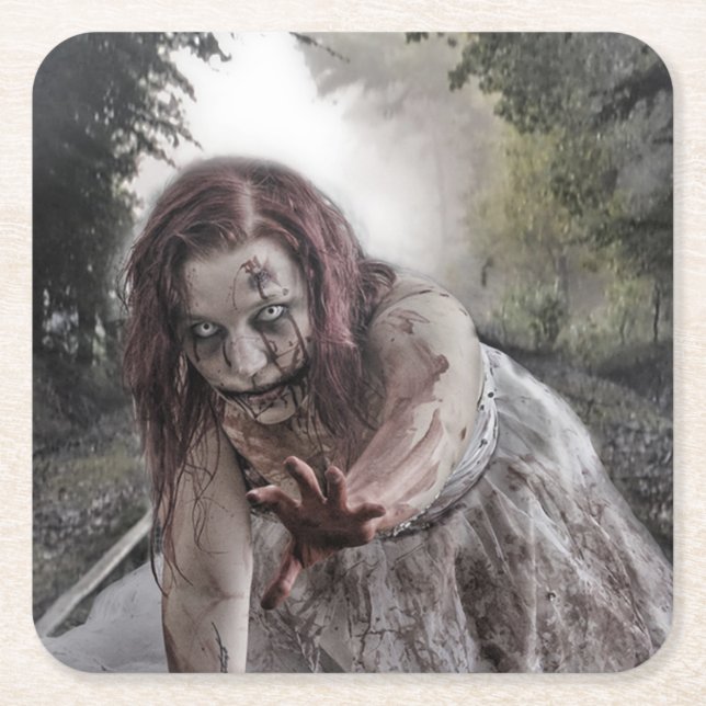 Zombie på spåren underlägg papper kvadrat (Framsidan)